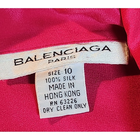 Balenciaga Blouse Womens 10 Pink Silk Paris Hong Kong 80's Vintage - Picture 3 of 5